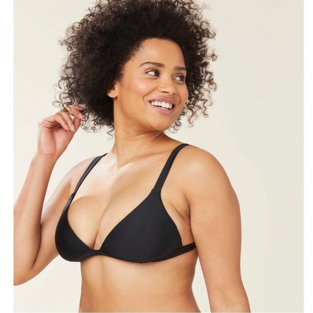 NWT Andie Swim Caicos Top Triangle Swim Bikini Separate Black Sz S